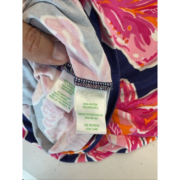 Lilly Pulitzer Sophie Dress Navy Bright Pink Floral UPF 50 Beach Casual‎ - Picture 6 of 10